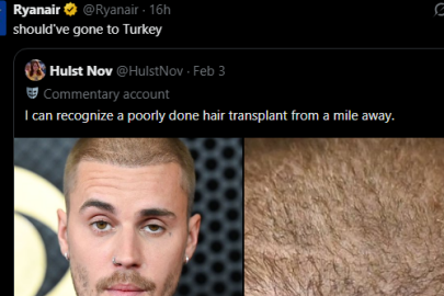 Ryanair'den Justin Bieber'ın saçlarına yorum. "Türkiye'ye gitmeliydi"