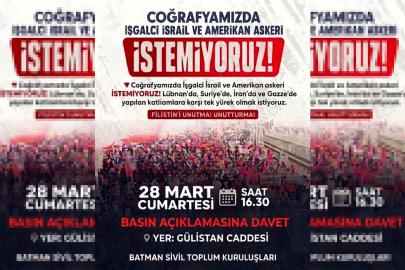 Batman'da "işgalci asker istemiyoruz" açıklaması yapılacak